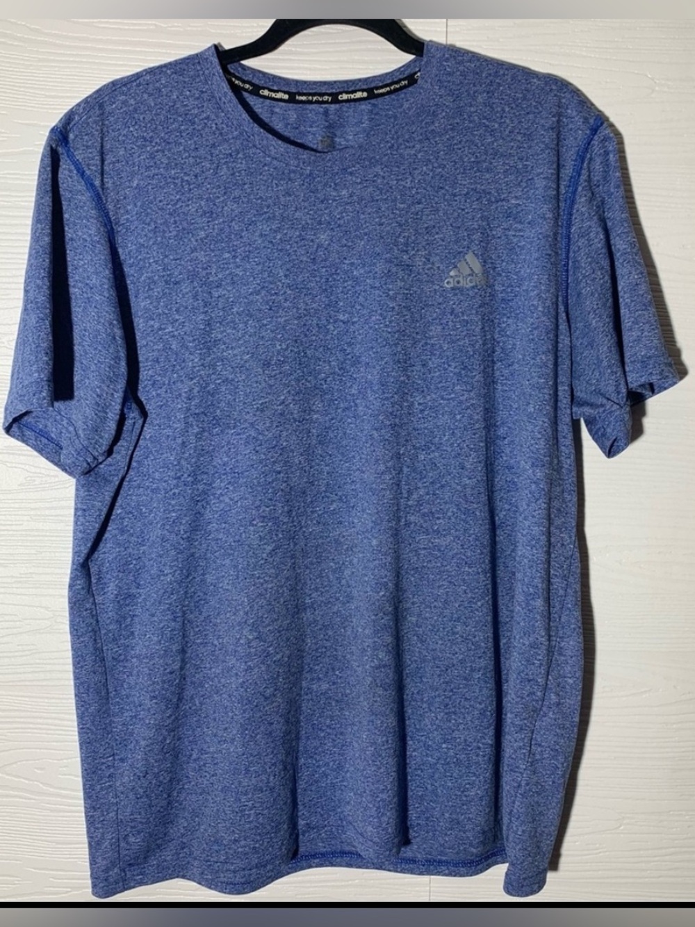 Adidas Climalite Blue Heather Performance Tee Moisture Wicking